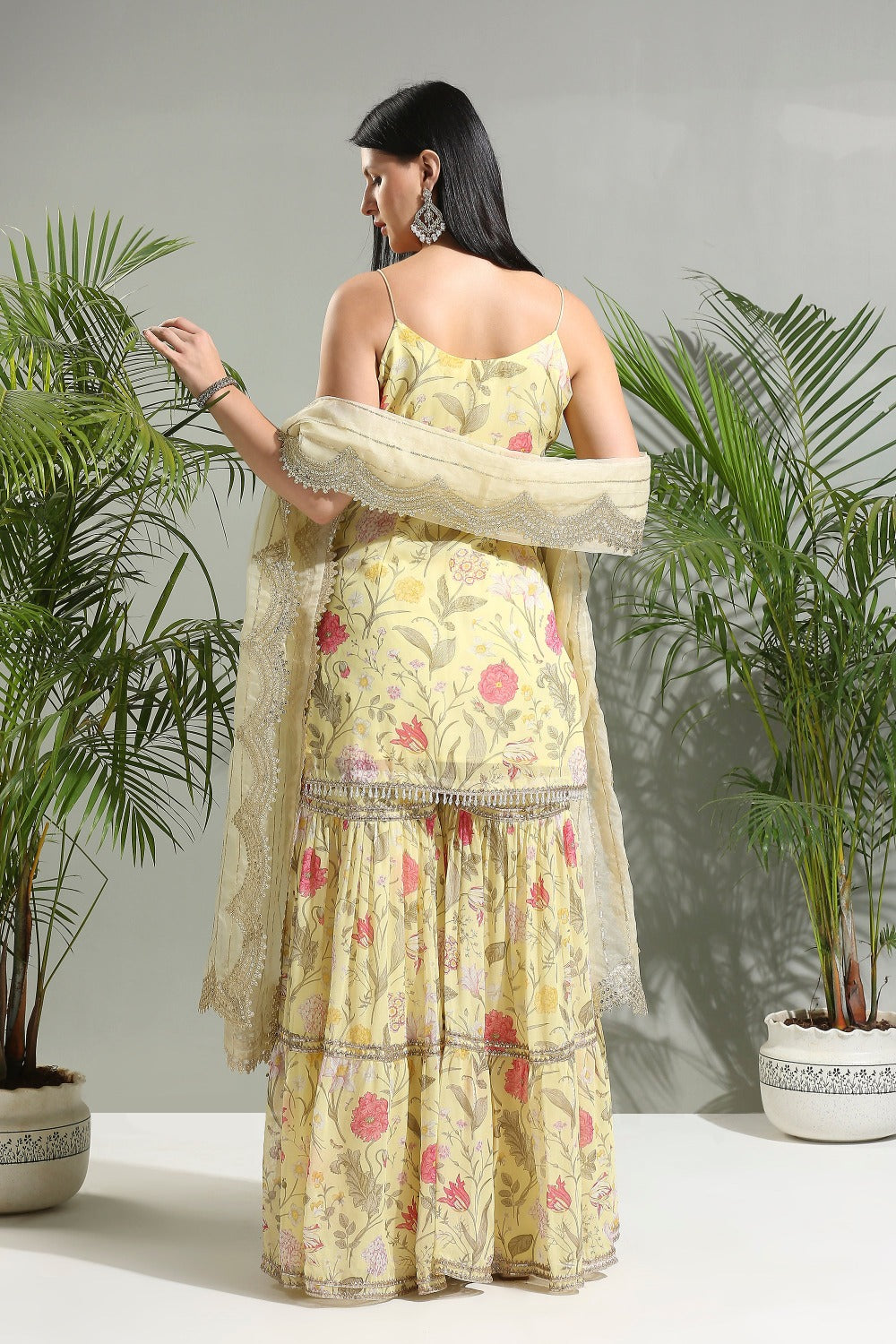 Yellow Floral Sharara Set - attire indian