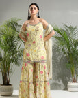 Yellow Floral Sharara Set - attire indian