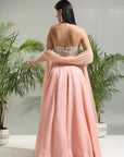 Peach and Ivory Corset Set - designer lehenga