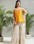 Yellow and Ivory Sharara Set - indian ethnic wear