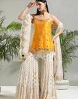 Yellow and Ivory Sharara Set - indian ethnic wear