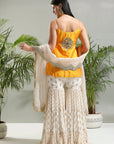 Yellow and Ivory Sharara Set - indian ethnic wear