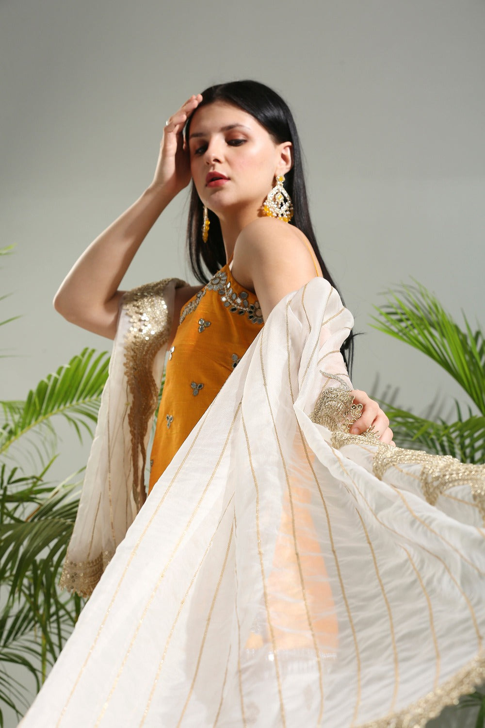 Yellow and Ivory Sharara Set - indian ethnic wear