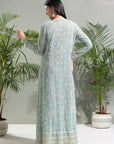 Dusty Blue Jacket and Saree Set - Indian saree outfits