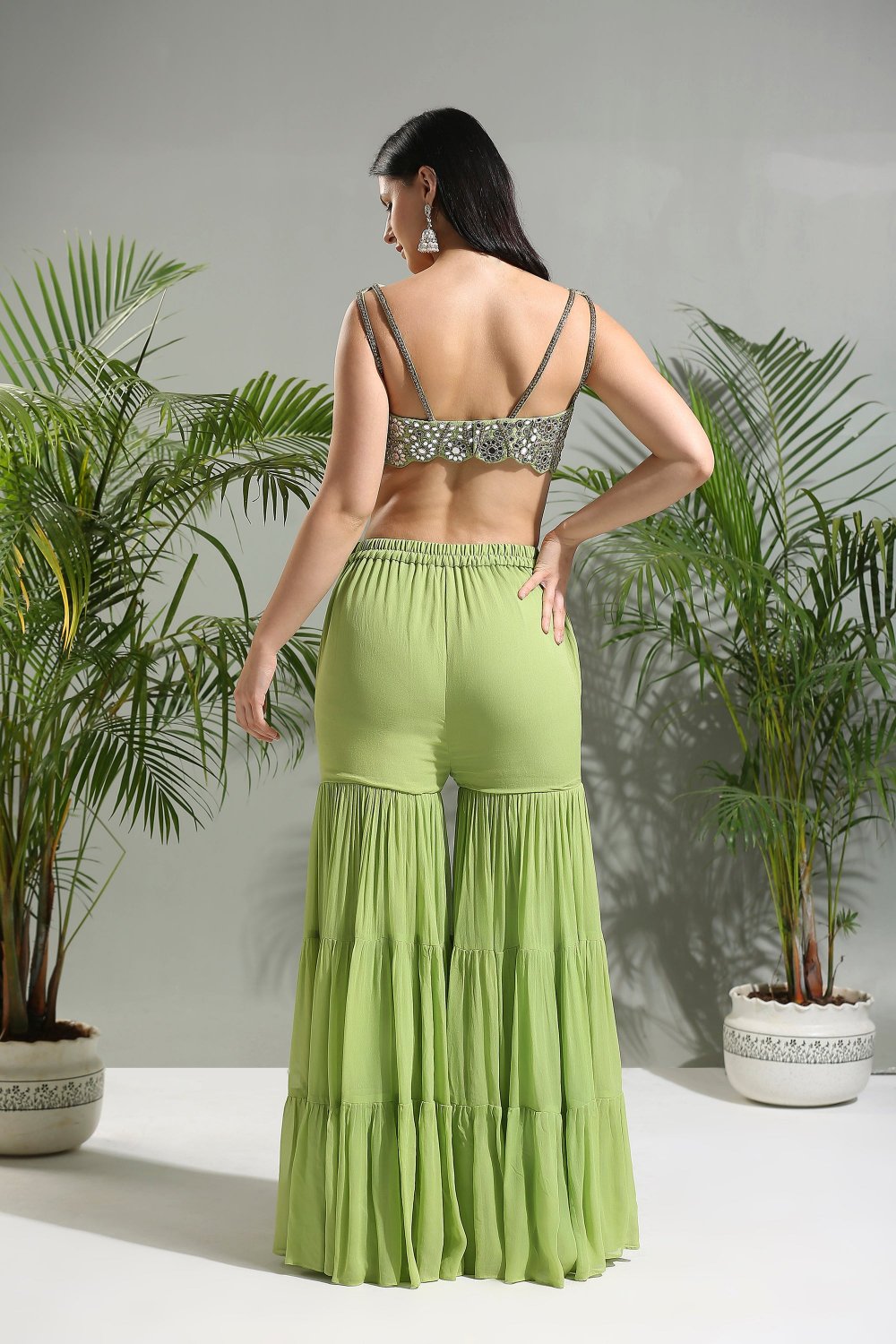 Olive Green Sharara Set - indian dress