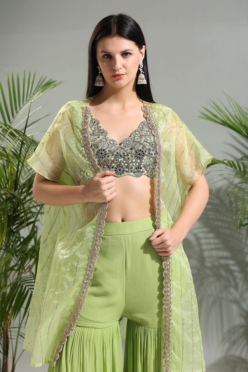 Olive Green Sharara Set - indian dress
