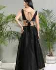 Black Raw Silk Lehenga Set with Hand Painted Dupatta - indian garb women