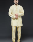 Mustard Lucknowi Thread work Sherwani