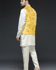 Yellow Linen Tissue Vest Set