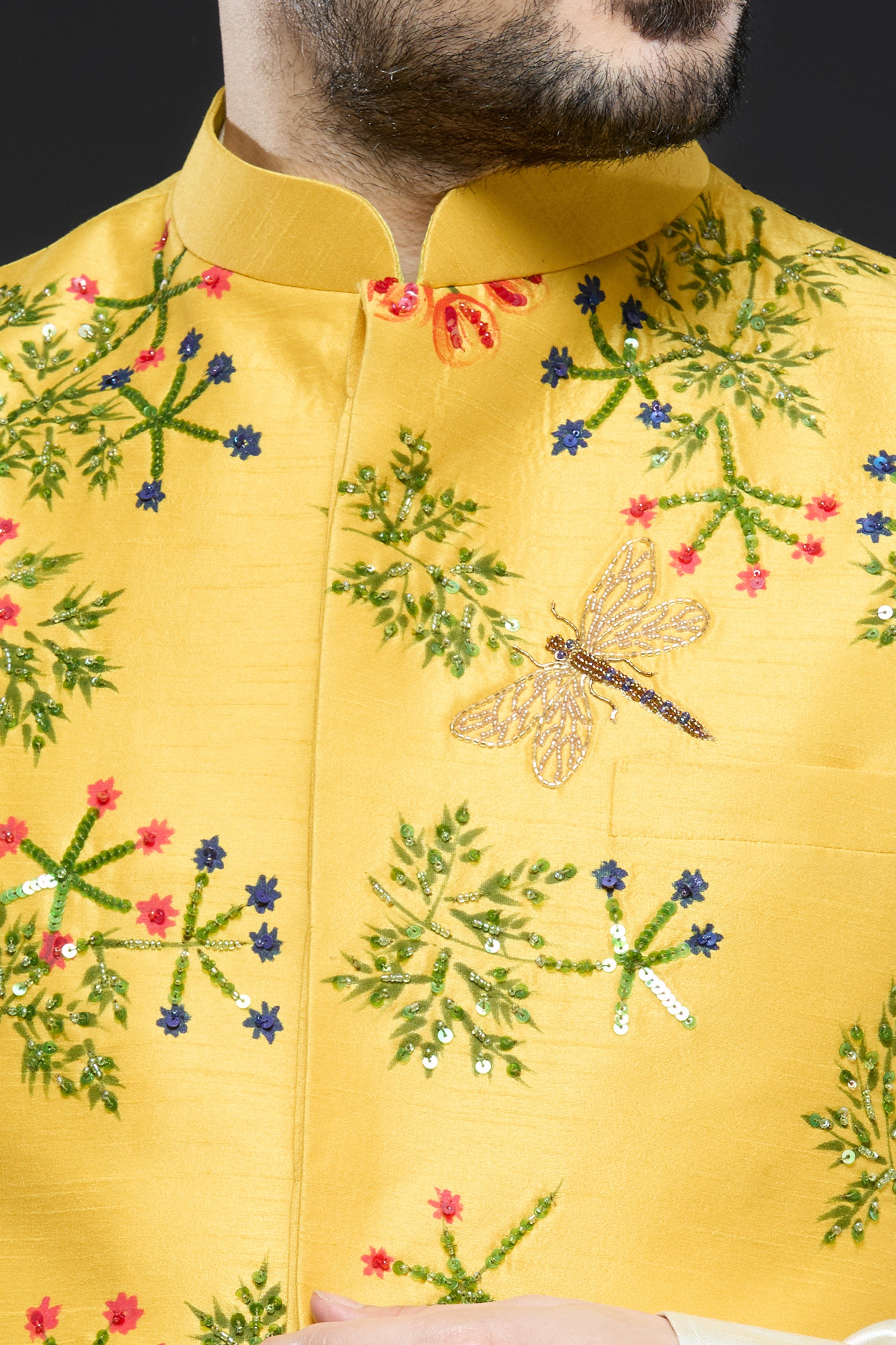 Yellow Linen Tissue Vest Set