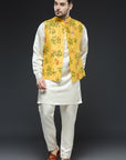 Yellow Linen Tissue Vest Set
