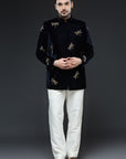 Midnight Blue Velvet Jodhpur Price Coat Set
