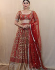 Red Gold Lehenga Set - red lehenga