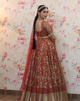 Red Gold Lehenga Set - red lehenga