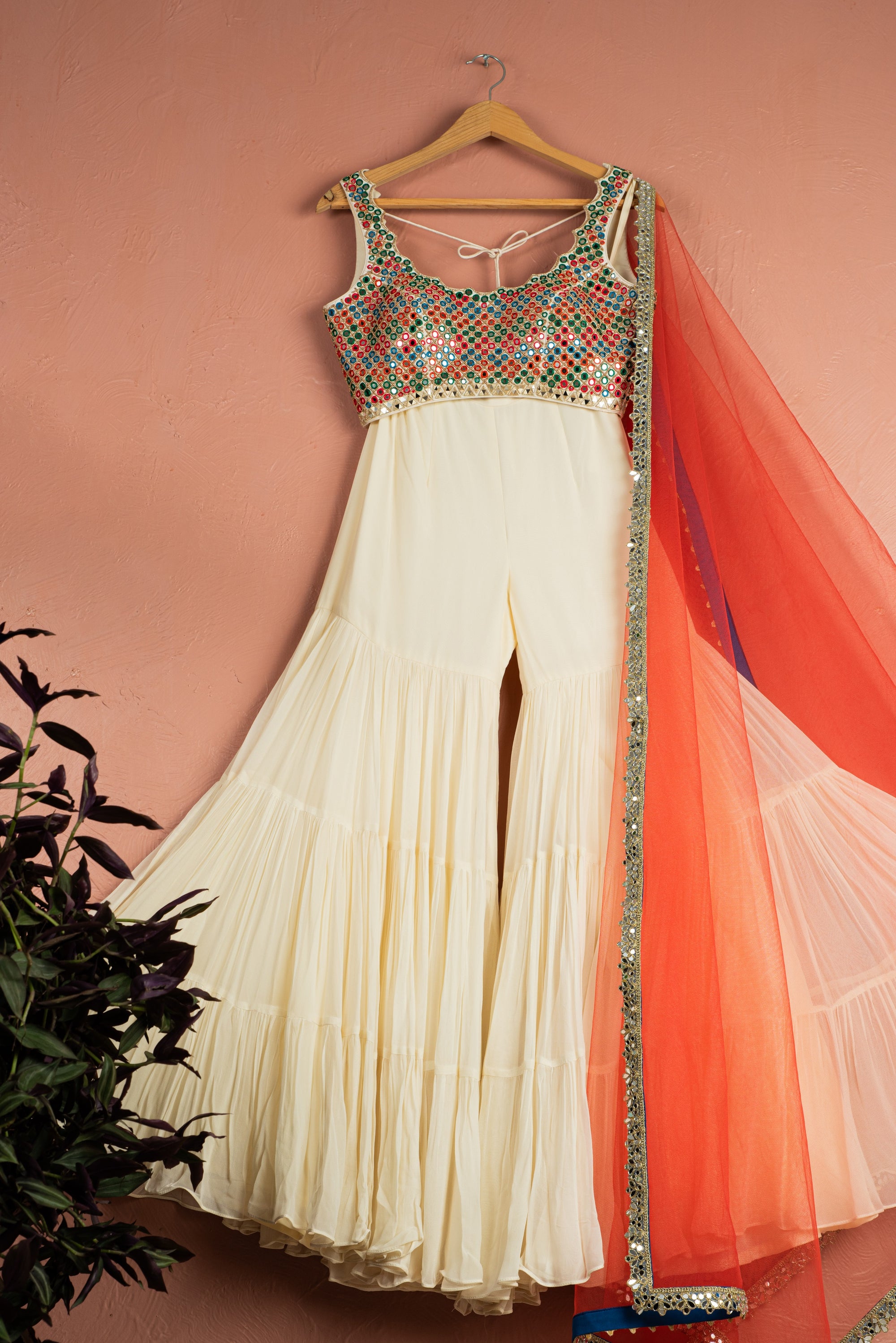 Ivory Kaleidoscope Dream Sharara Set - indian attire USA
