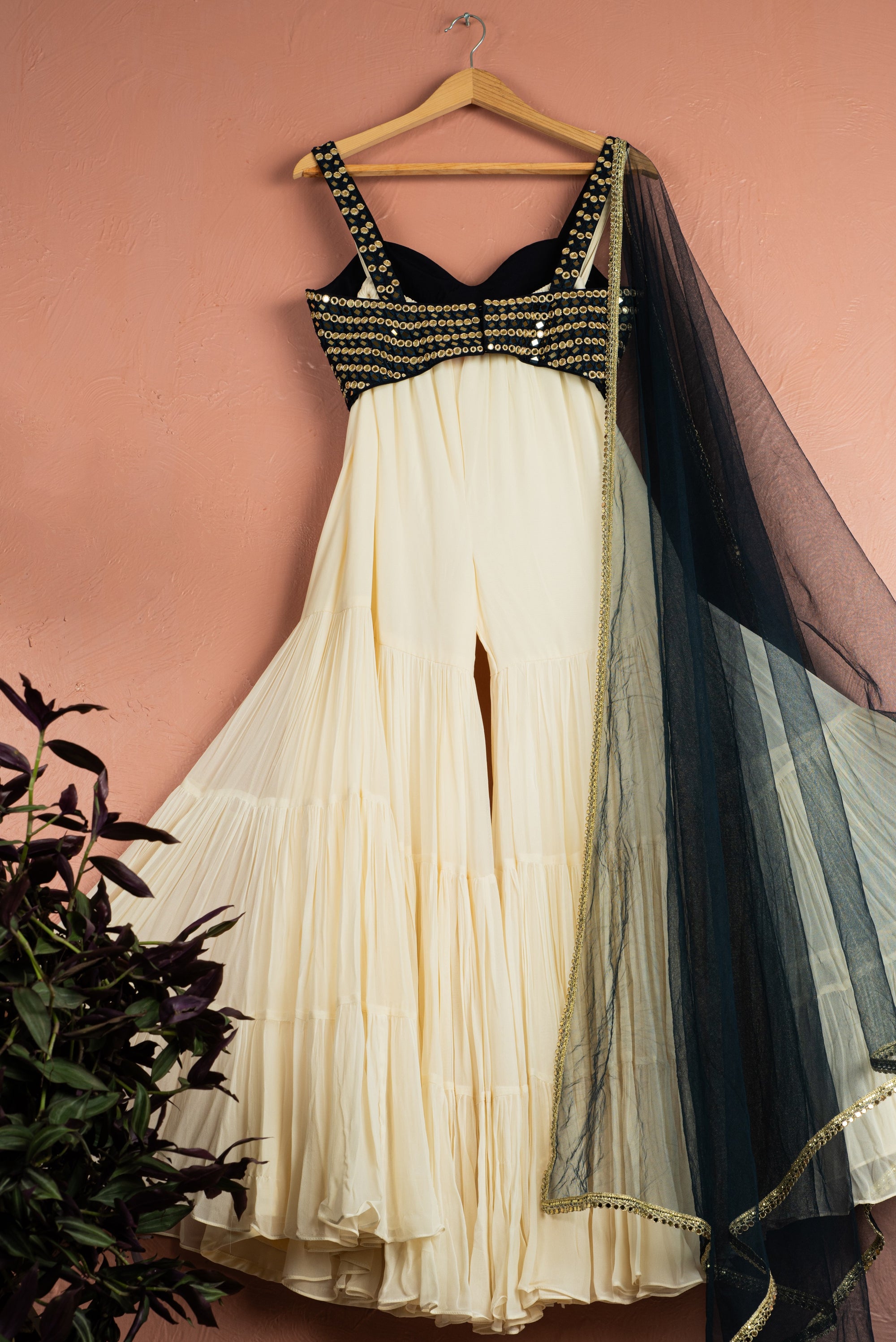 Ivory Midnight Blue Majesty Sharara Set - sharara set Sydney