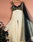 Ivory Midnight Blue Majesty Sharara Set - sharara set Sydney