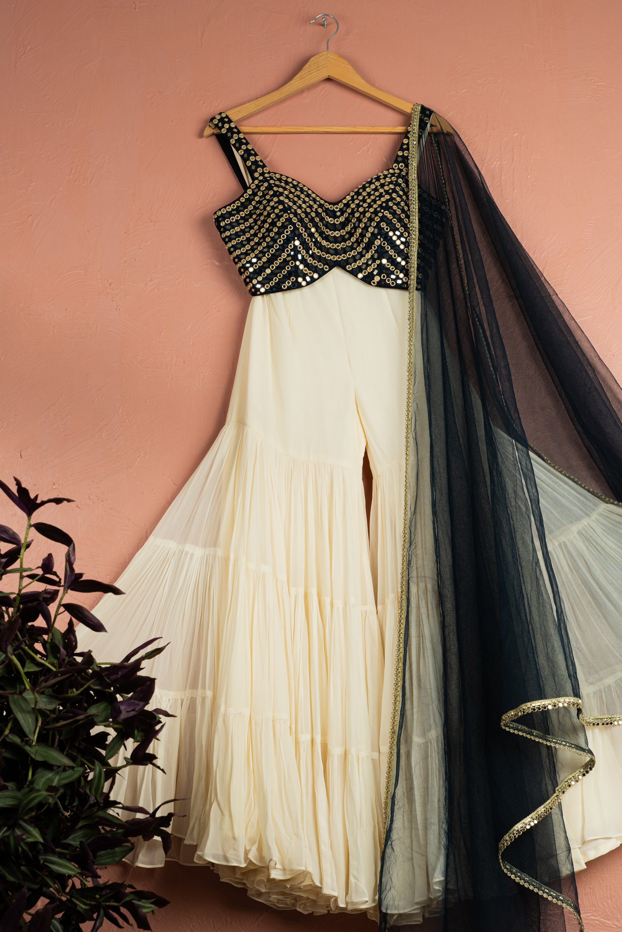 Ivory Midnight Blue Majesty Sharara Set - sharara set Sydney
