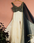 Ivory Midnight Blue Majesty Sharara Set - sharara set Sydney