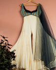 Ivory Midnight Blue Mirror Magic Sharara Set - sharara set USA