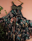 Midnight Blue Floral Mirror Sharara Set - blue sharara Australia