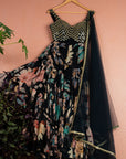 Midnight Blue Floral Mirror Sharara Set - blue sharara Australia