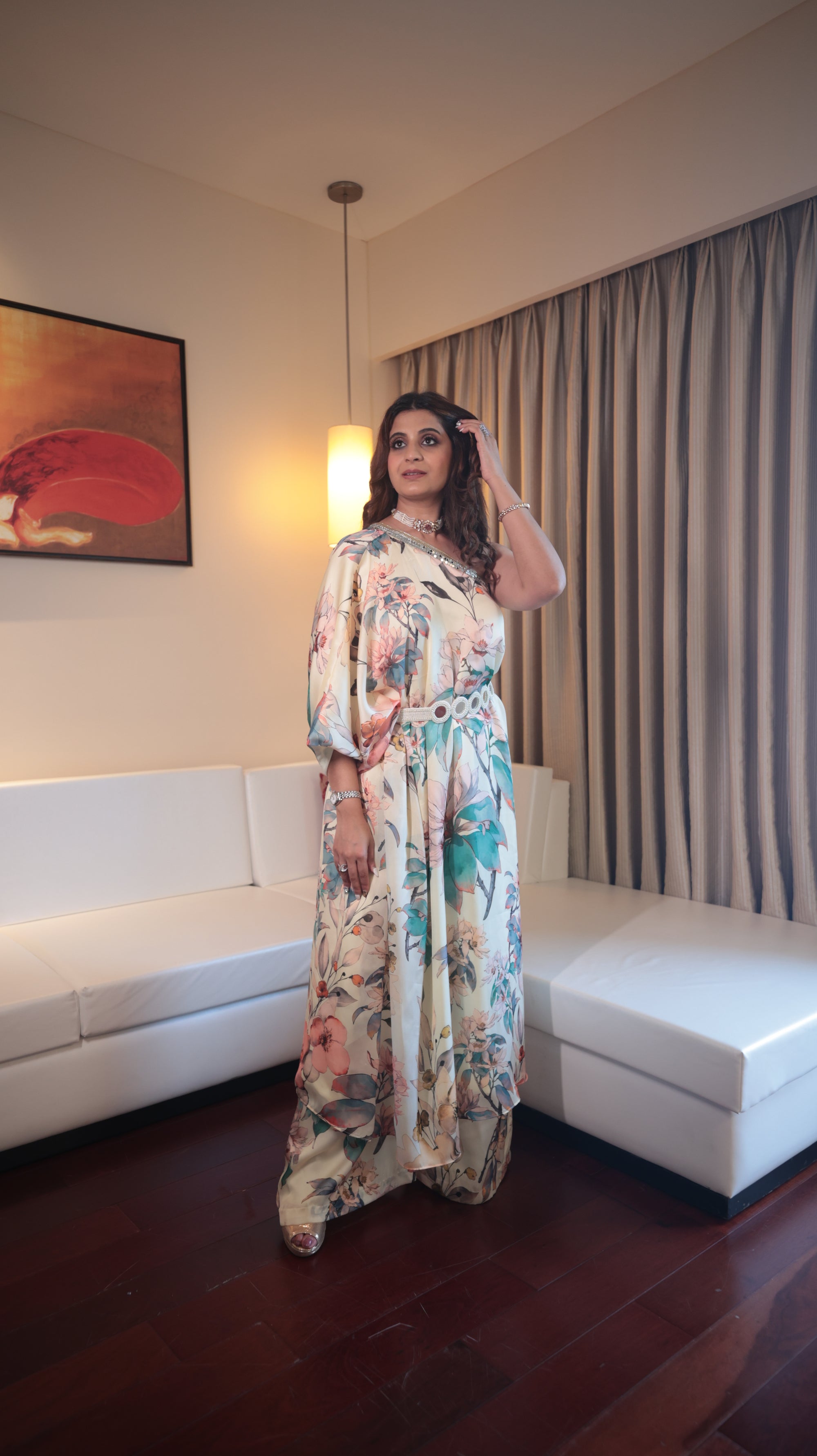 Floral One Shoulder Kaftan Co-Ord Set - kaftan dress Sydney