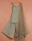 Steal Grey Sharara Set - designer indian outfits