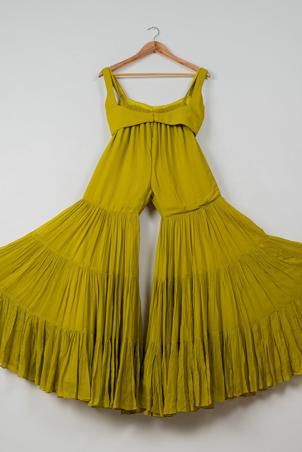 Charteuse Green Sharara with Yellow Multicolor Jacket - indian cloth for women