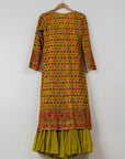 Charteuse Green Sharara with Yellow Multicolor Jacket - indian cloth for women