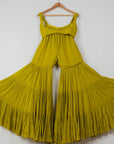 Charteuse Green Sharara with Yellow Multicolor Jacket - indian cloth for women