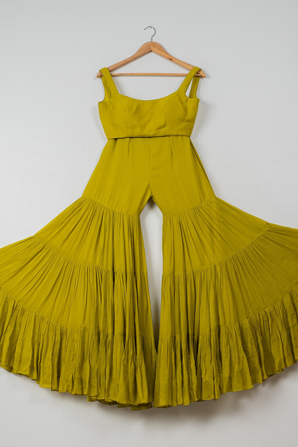 Charteuse Green Sharara with Yellow Multicolor Jacket - indian cloth for women