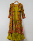 Charteuse Green Sharara with Yellow Multicolor Jacket - indian cloth for women