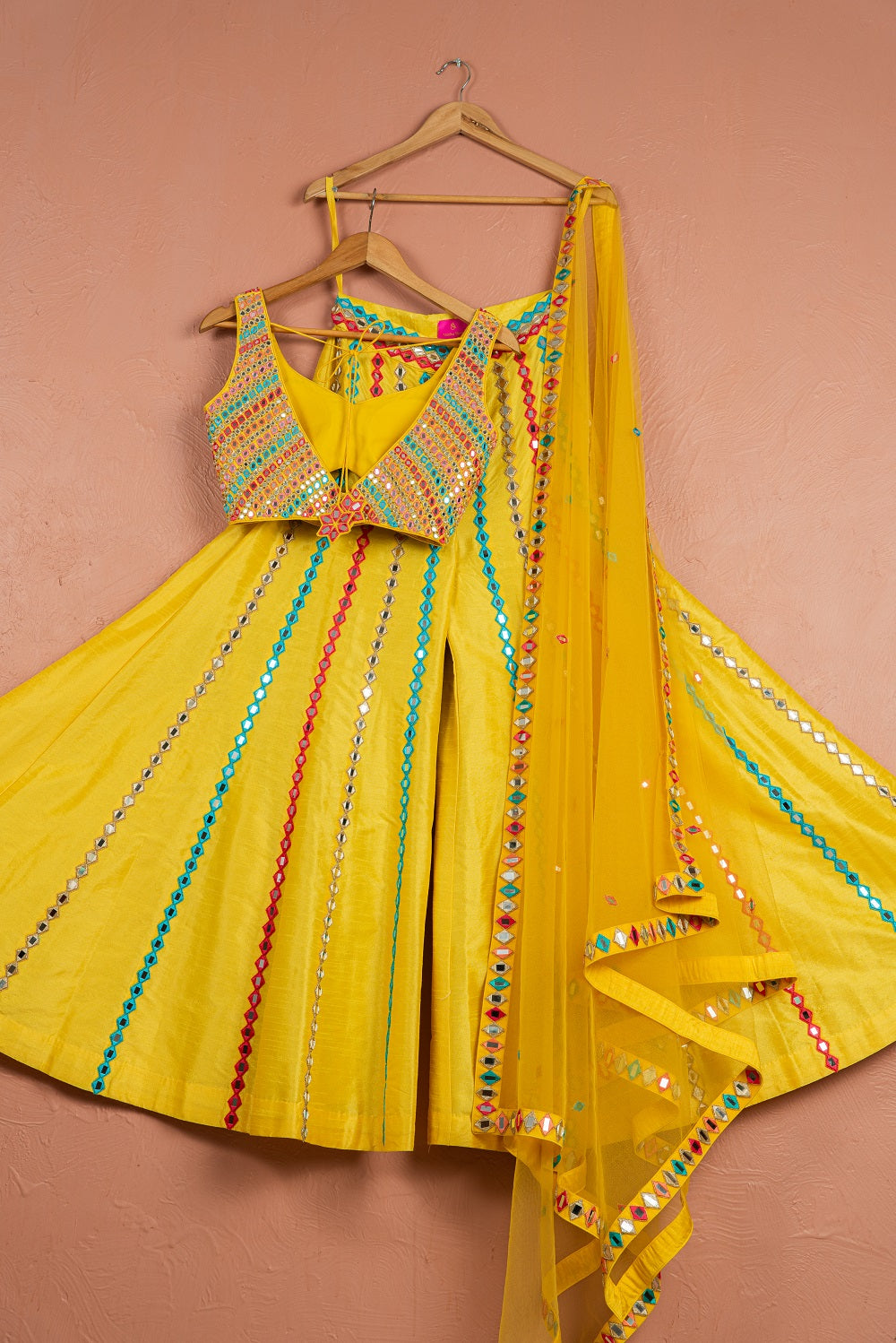 Sunshine Yellow Multicolor Thread & Mirrorwork Sharara Set - indian garb women