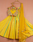 Sunshine Yellow Multicolor Thread & Mirrorwork Sharara Set - indian garb women