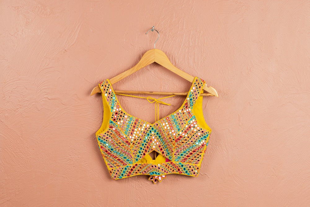Sunshine Yellow Multicolor Thread & Mirrorwork Sharara Set - indian garb women