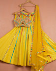 Sunshine Yellow Multicolor Thread & Mirrorwork Sharara Set - indian garb women
