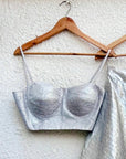 Metallic Silver Bustier Teamed with Silver Skirt - Indian fashion