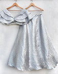 Glam Silver Ruffle Blouse Teamed with Silver Metallic Skirt - indian wear for ladies USA