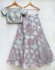 Silver Dust Pink Glam Skirt and Sequins Off Shoulder Blouse - indian wear for women Canada