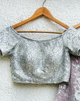 Silver Dust Pink Glam Skirt and Sequins Off Shoulder Blouse - indian wear for women Canada
