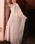 Peach Embroidered Angrakha Gown - peach gown