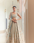 SHELLY Dusty Firoza Embroidered Lehenga - lehenga choli Canada