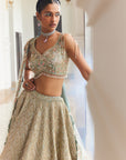 SHELLY Dusty Firoza Embroidered Lehenga - lehenga choli Canada
