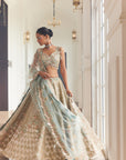 SHELLY Dusty Firoza Embroidered Lehenga - lehenga choli Canada