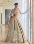 SHELLY Dusty Firoza Embroidered Lehenga - lehenga choli Canada