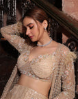 Grey Heavily Embroidered Jacket Sharara - sharara set USA