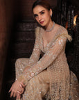 Grey Heavily Embroidered Jacket Sharara - sharara set USA