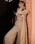 Grey Heavily Embroidered Jacket Sharara - sharara set USA