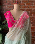 Sage Green Organza Embroidered Saree